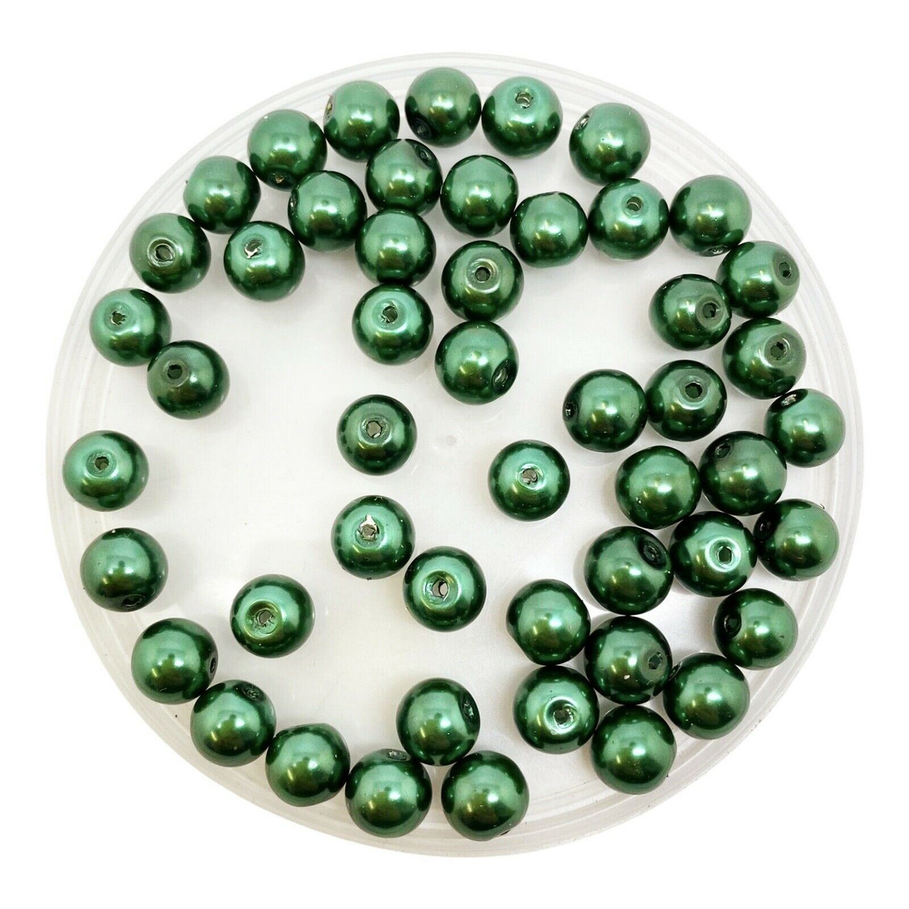 Forest Green 6mm Glass Pearls
