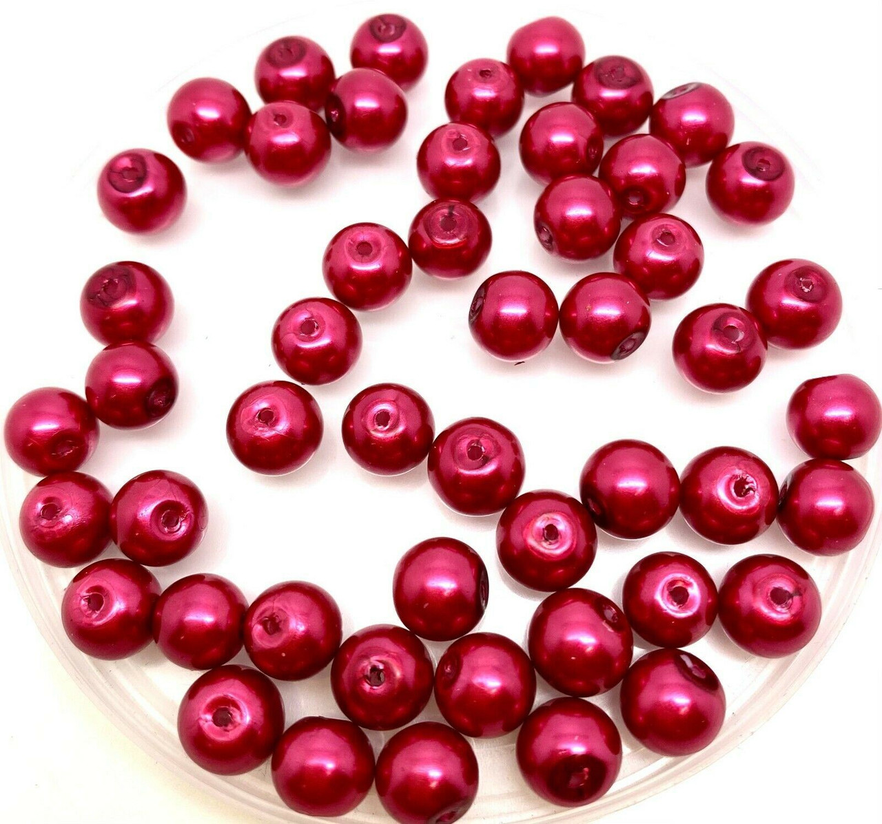 Hot Pink 6mm Glass Pearls