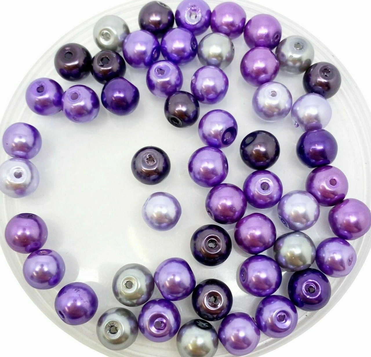 Purple Shades Mix 6mm Glass Pearls