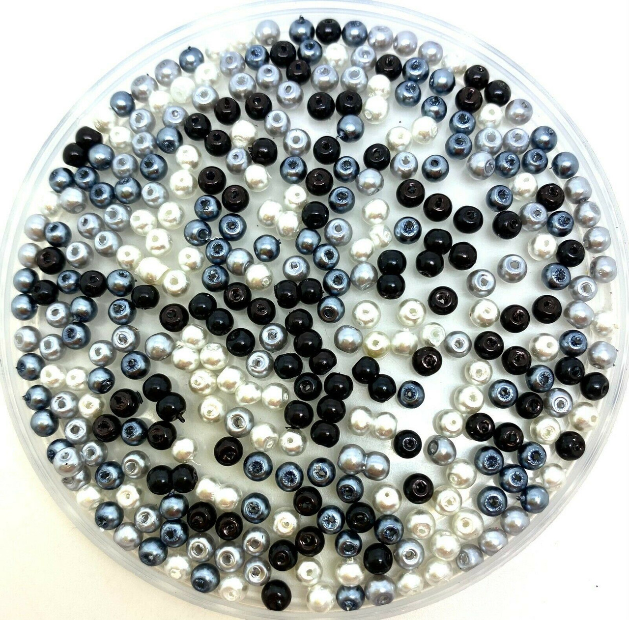 Monochrome Mix 8mm Glass Pearls