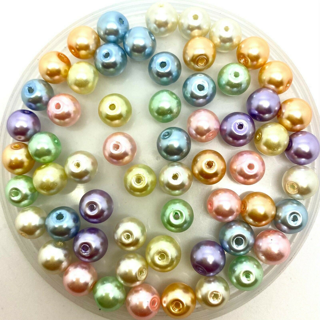 8mm Glass faux Pearls - Pastel Mix (approx 100 beads)