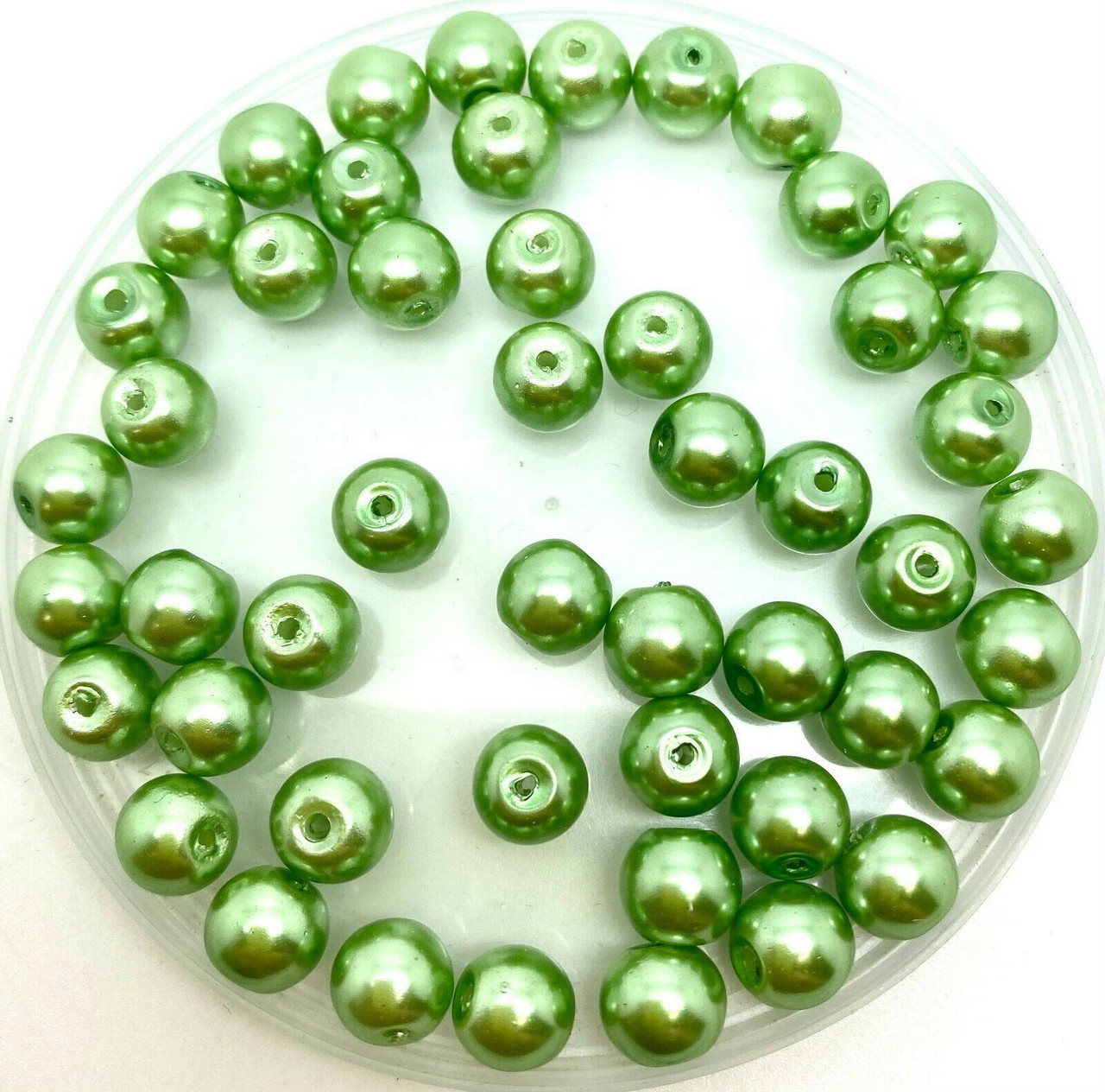 Apple Green 8mm Glass Pearls