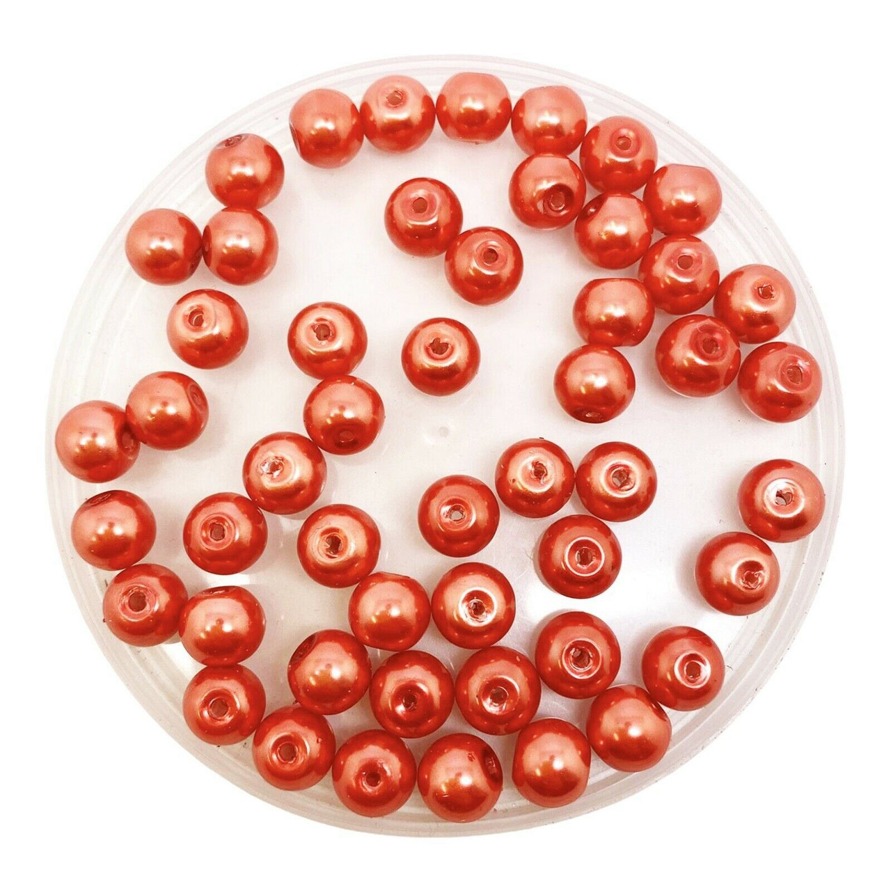 Tomato 8mm Glass Pearls