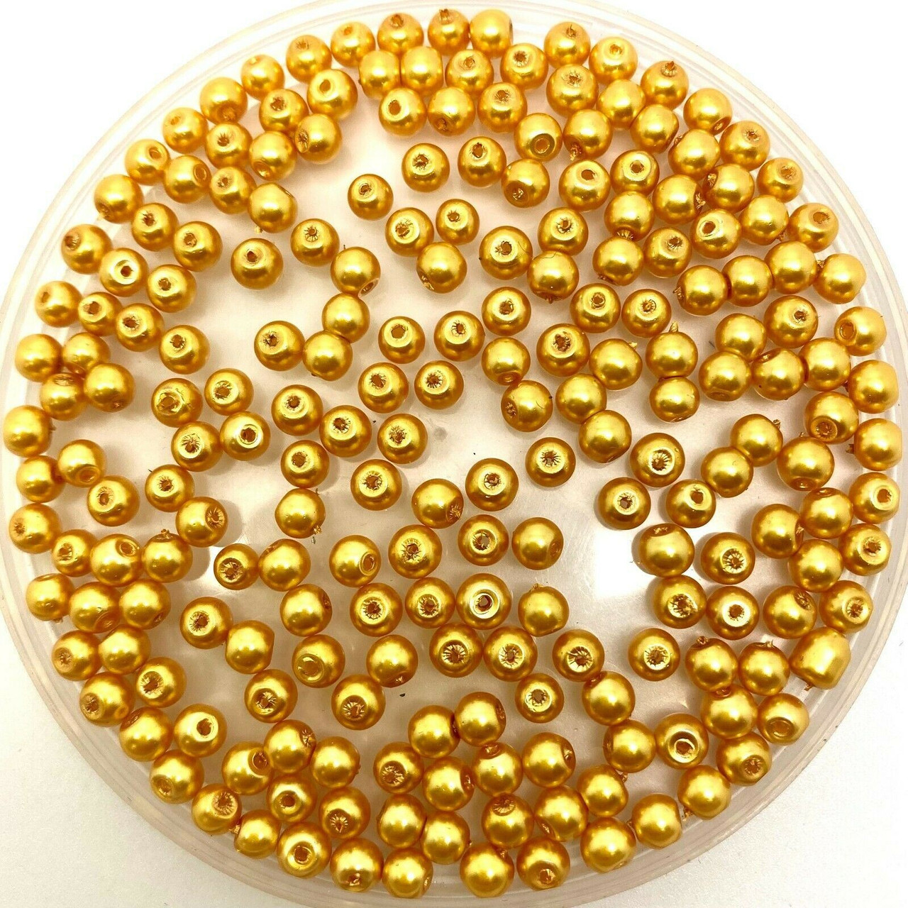Mustard Yellow 8mm Glass Pearls