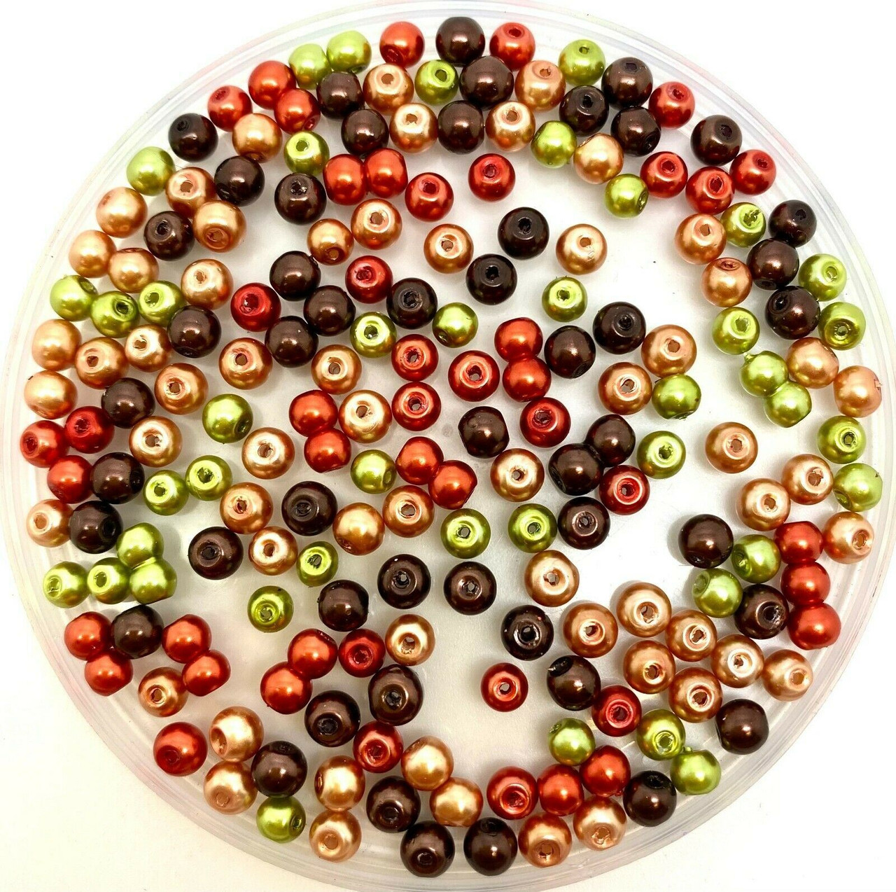 Autumn Tones 8mm Glass Pearls