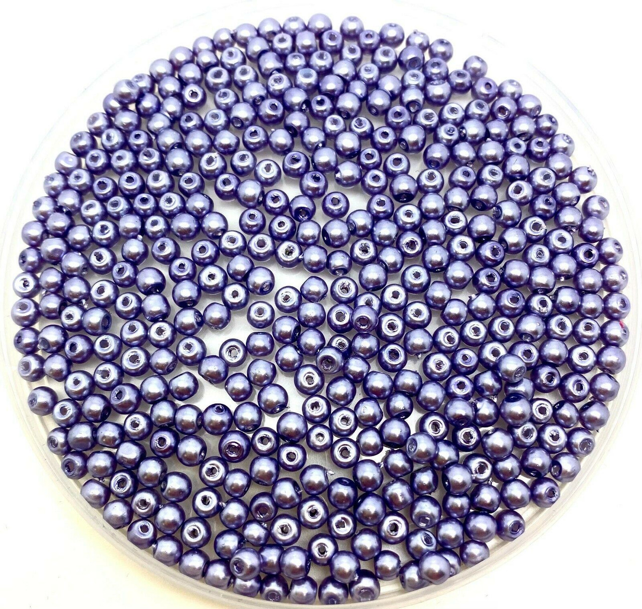 Blue Grey 8mm Glass Pearls