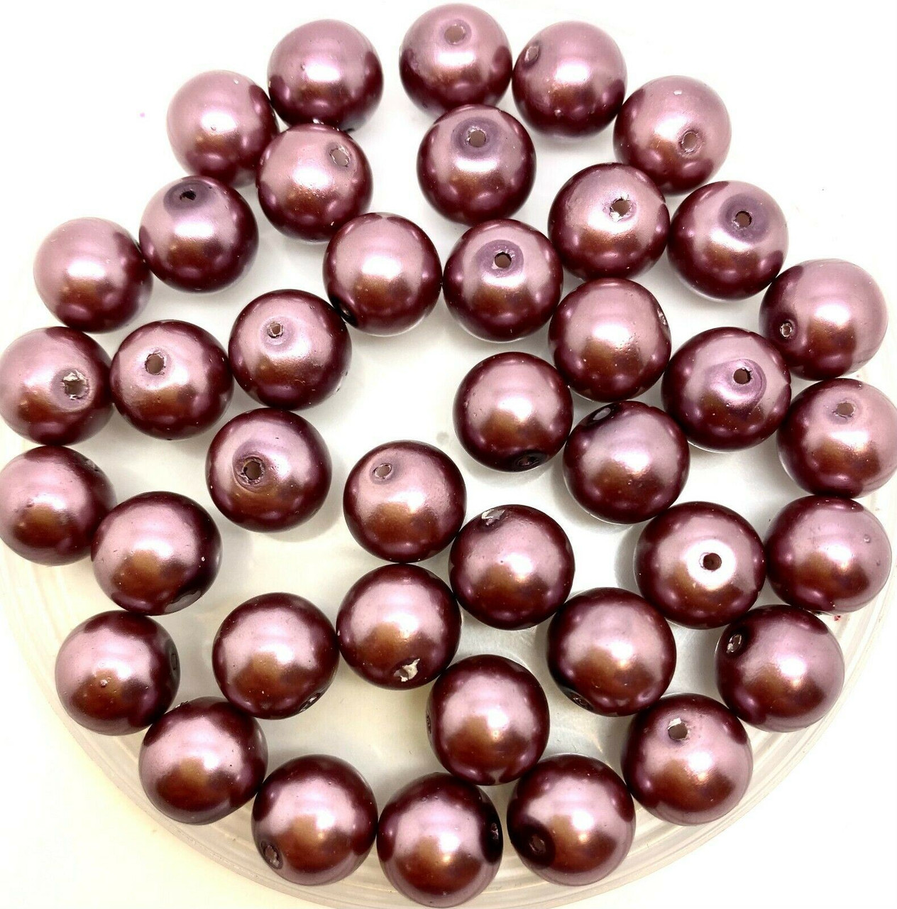 Mink 10mm Glass Pearls