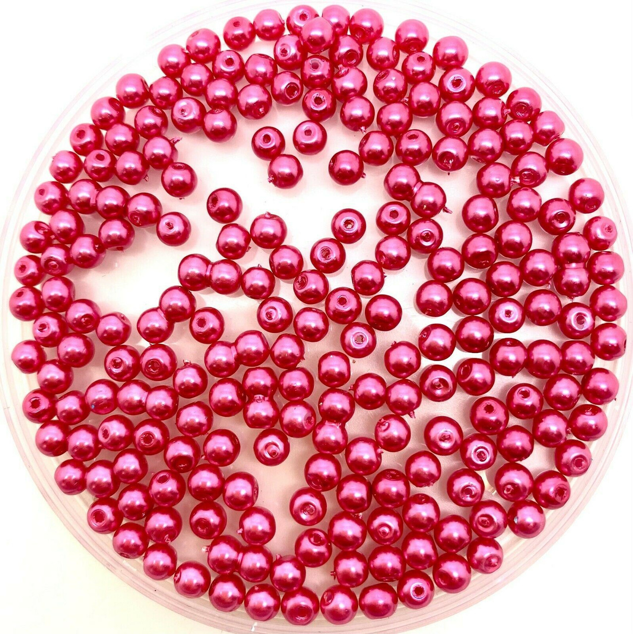 Cerise 8mm Glass Pearls