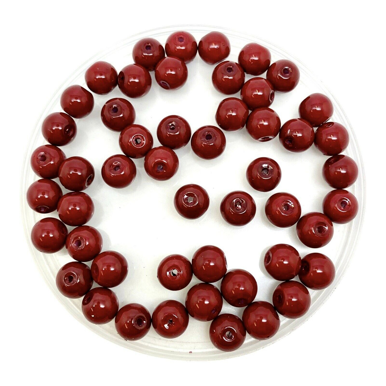 Dark Red Opaque 8mm Glass Pearls