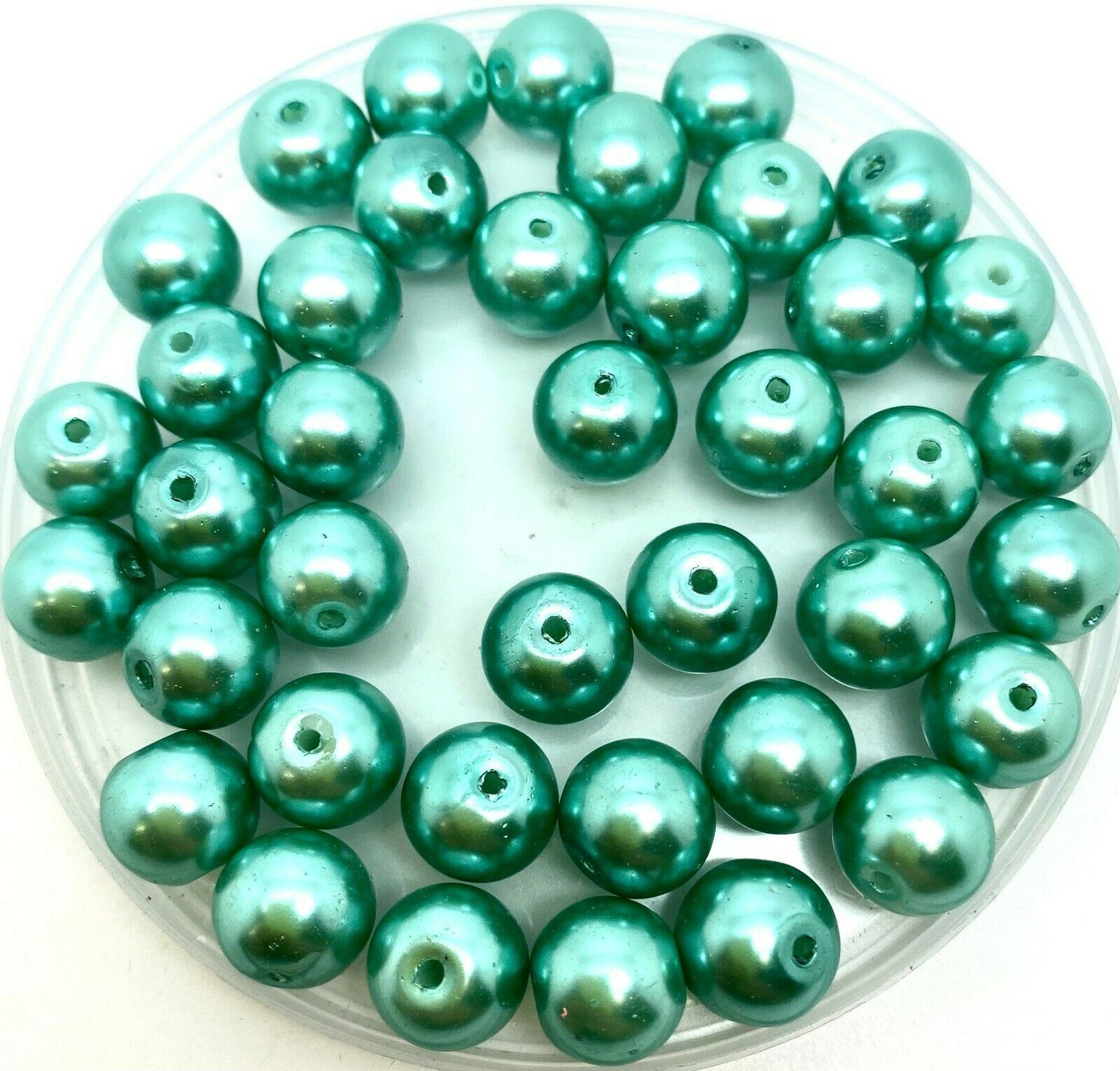 Spearmint 10mm Glass Pearls