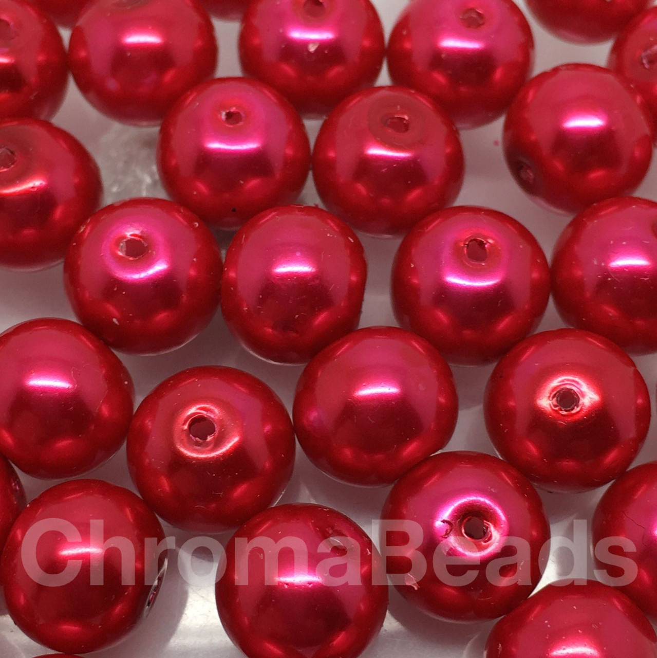 Red 10mm Glass Pearls