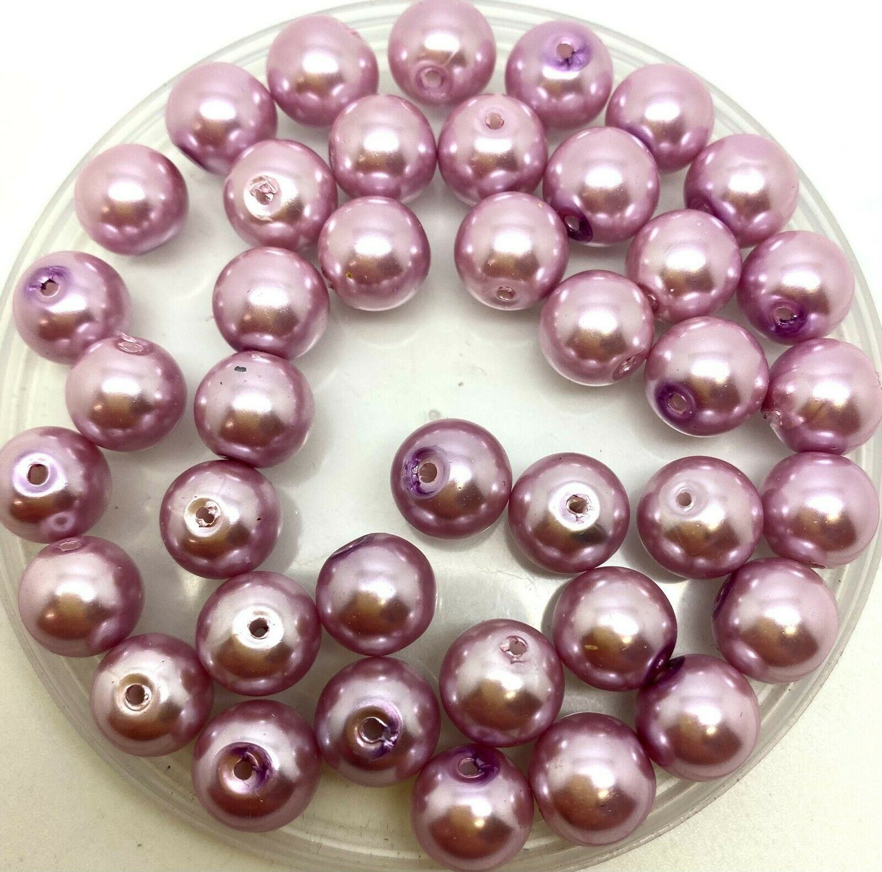 Misty Mauve 10mm Glass Pearls