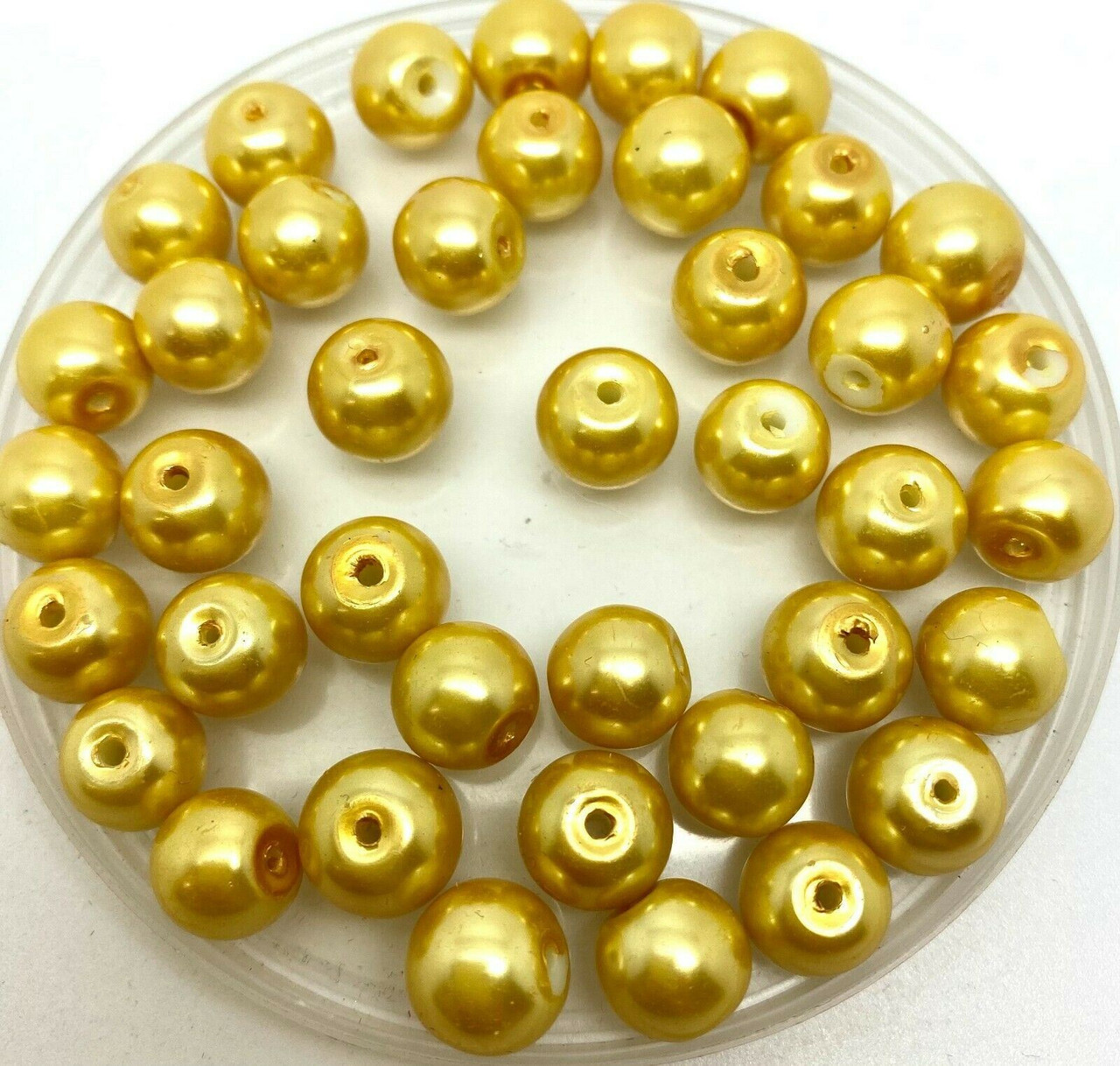 Yellow 10mm Glass Pearls