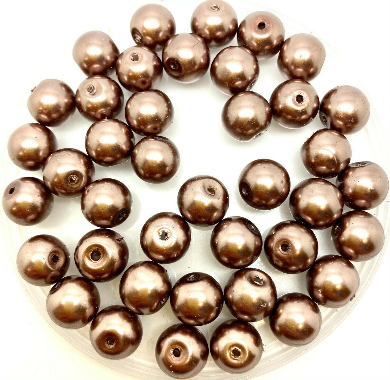 Milk Chocolate Brown 10mm Glass Pearls