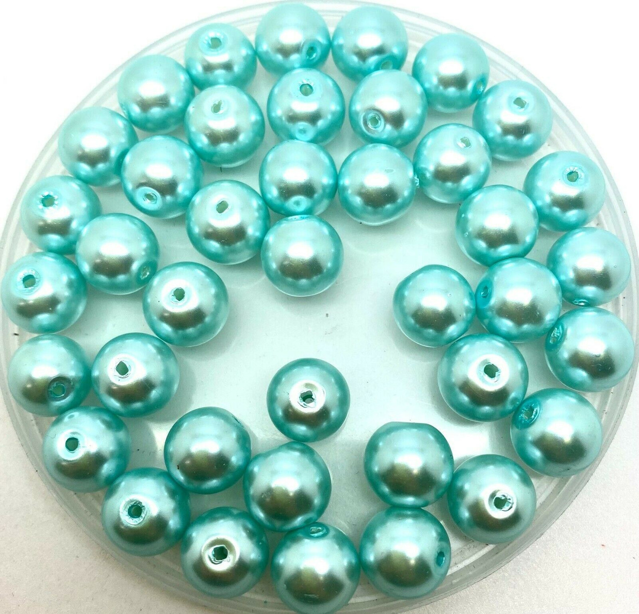 Turquoise 10mm Glass Pearls