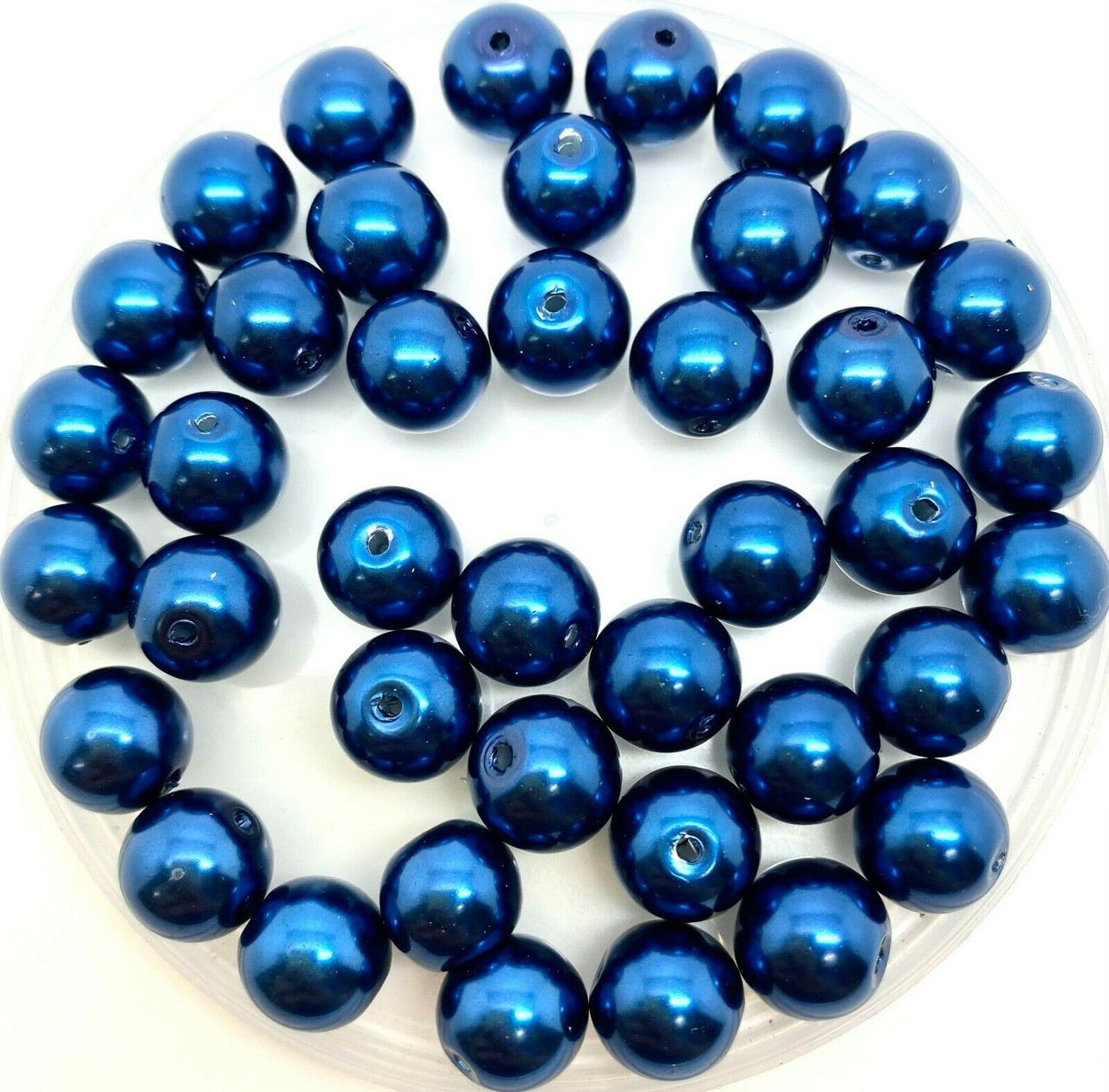 Ocean Blue 10mm Glass Pearls