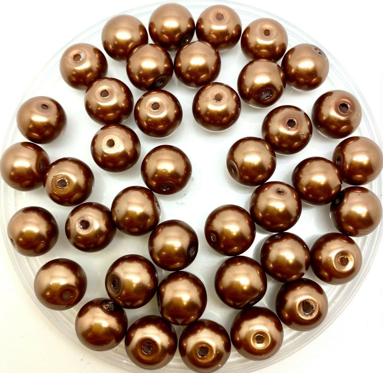 Chestnut Brown 10mm Glass Pearls