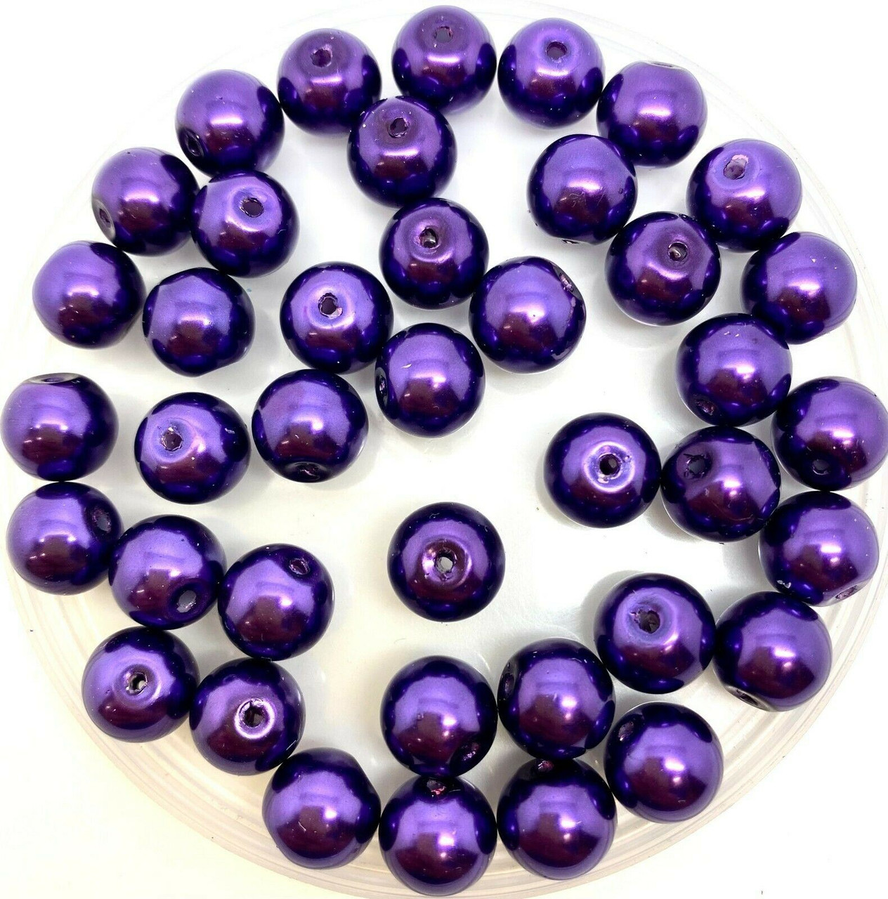 Deep Violet 10mm Glass Pearls