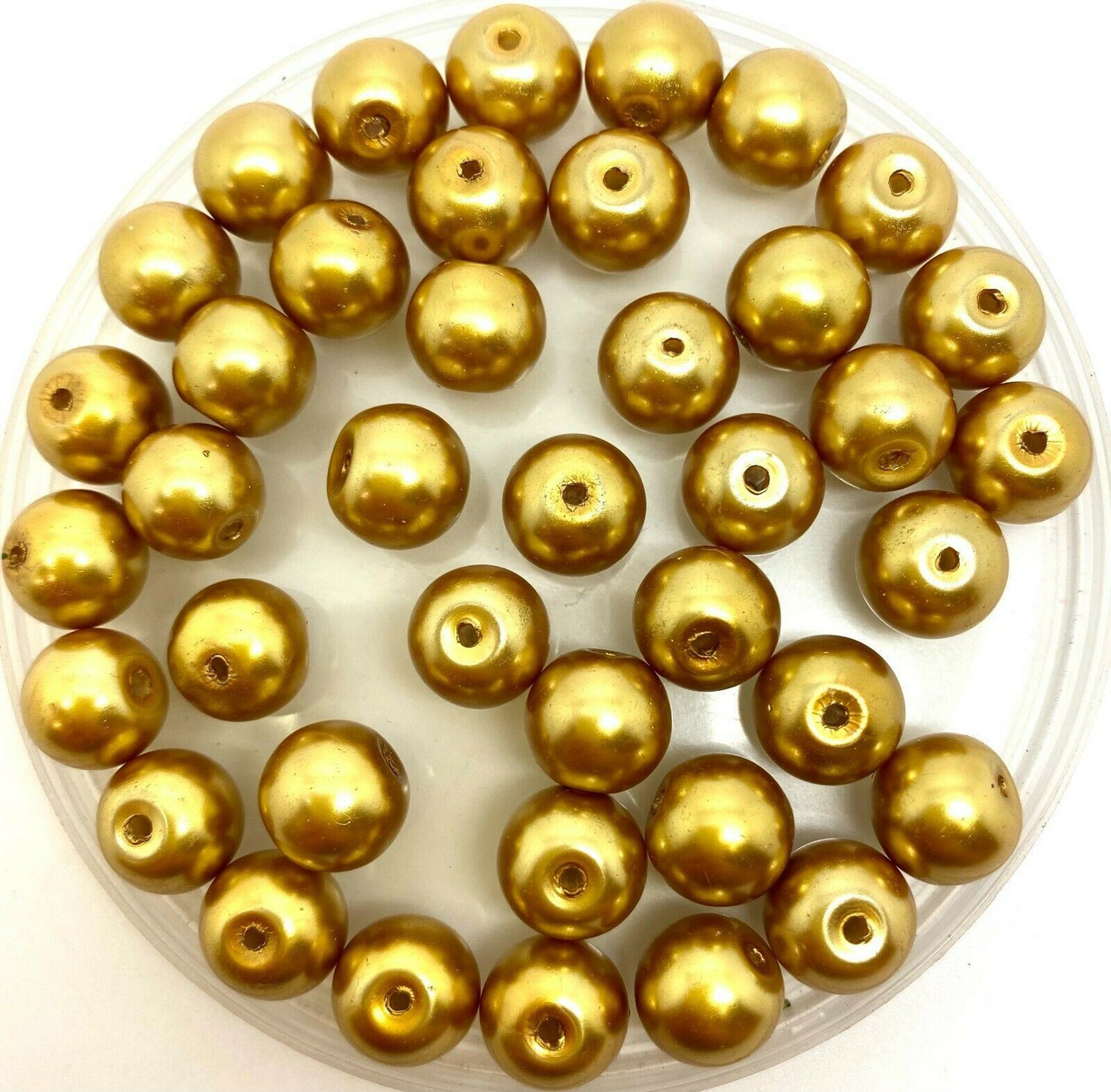 Gold 10mm Glass Pearls