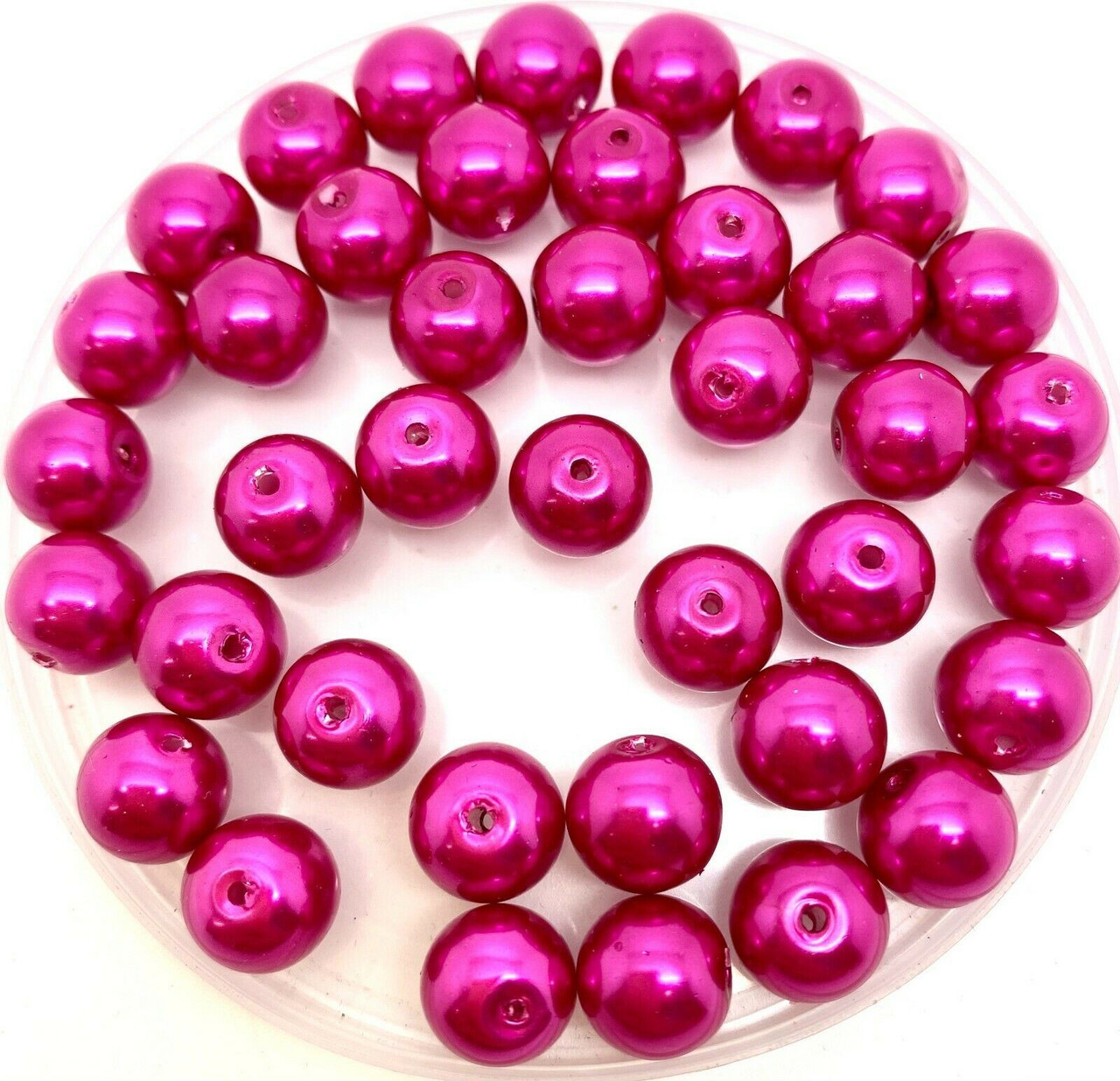 Shocking Pink 10mm Glass Pearls