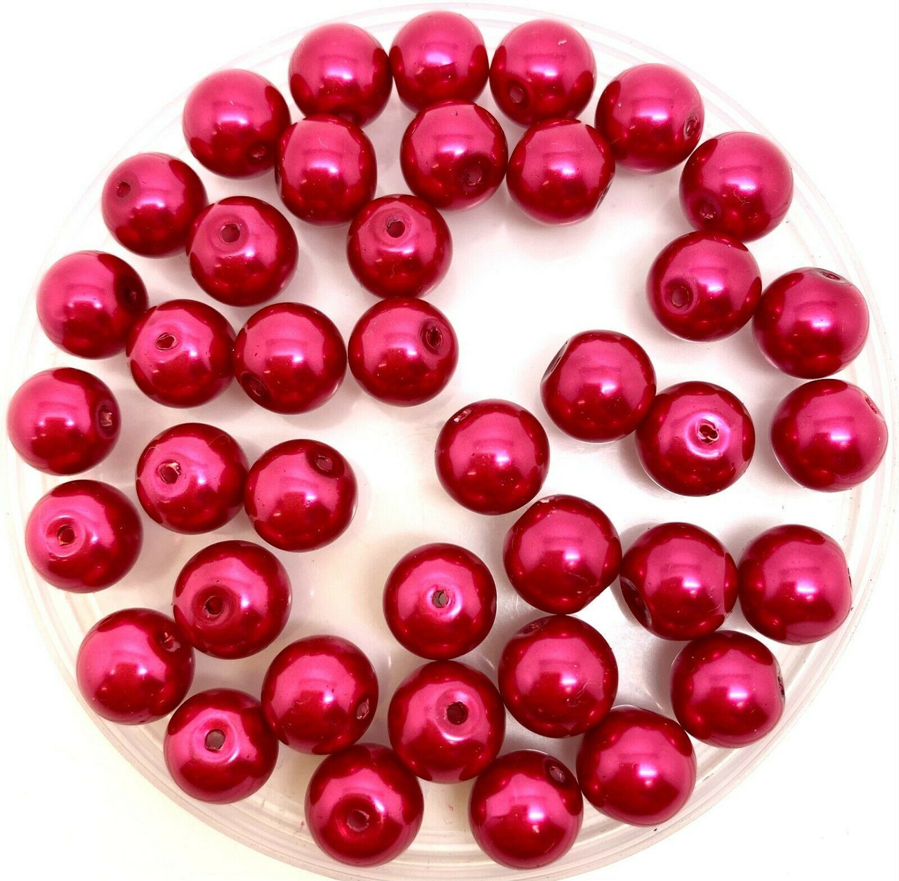 Hot Pink 10mm Glass Pearls