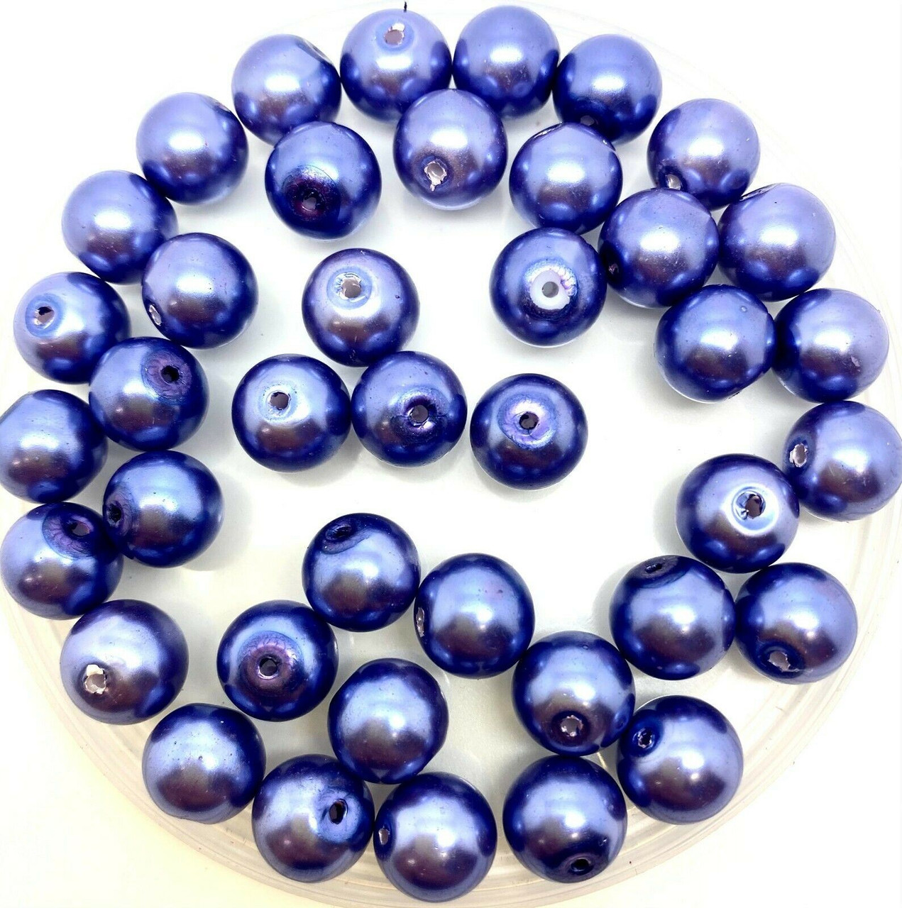 Dolphin Blue 10mm Glass Pearls