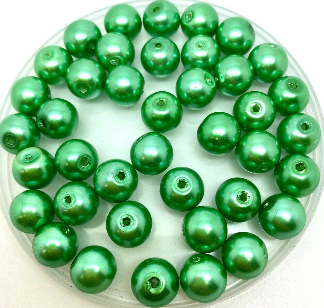 Soft Green 10mm Glass Pearls