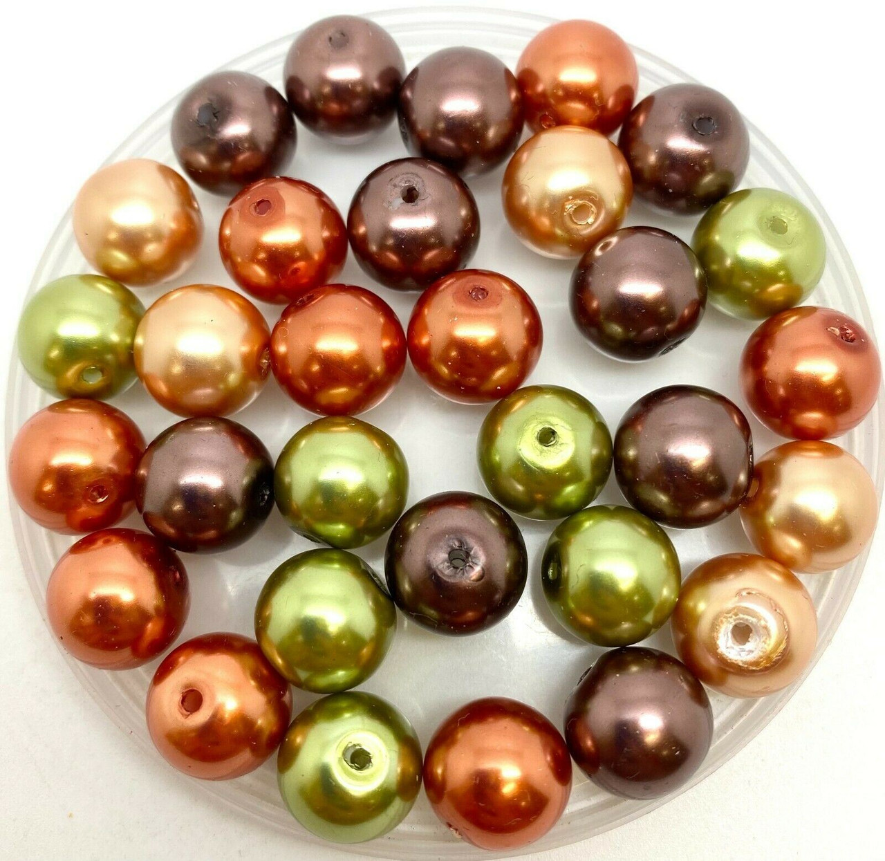 Autumn Mix 12mm Glass Pearls