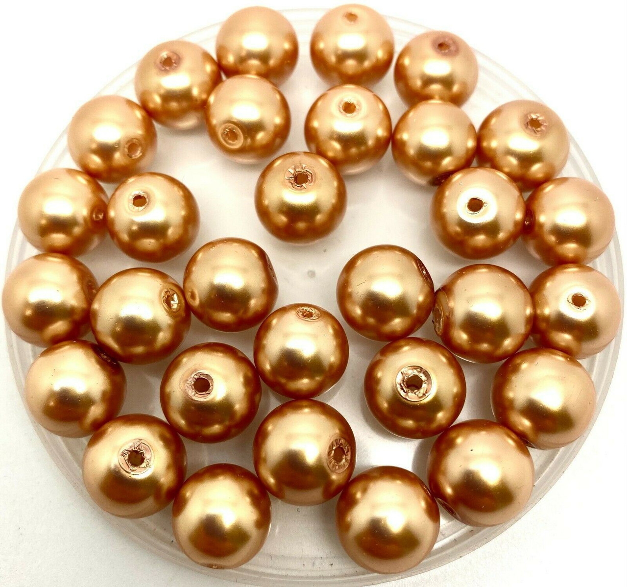 Caramel 12mm Glass Pearls