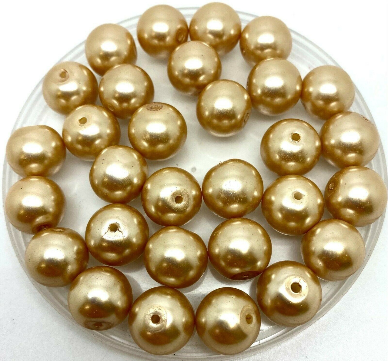 Champagne 12mm Glass Pearls