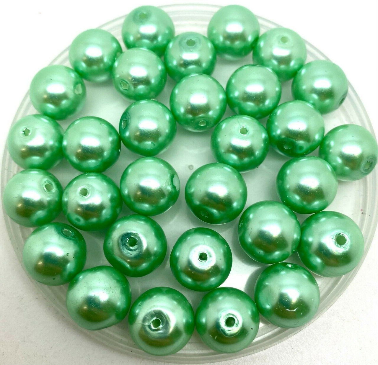 Mint Green 12mm Glass Pearls