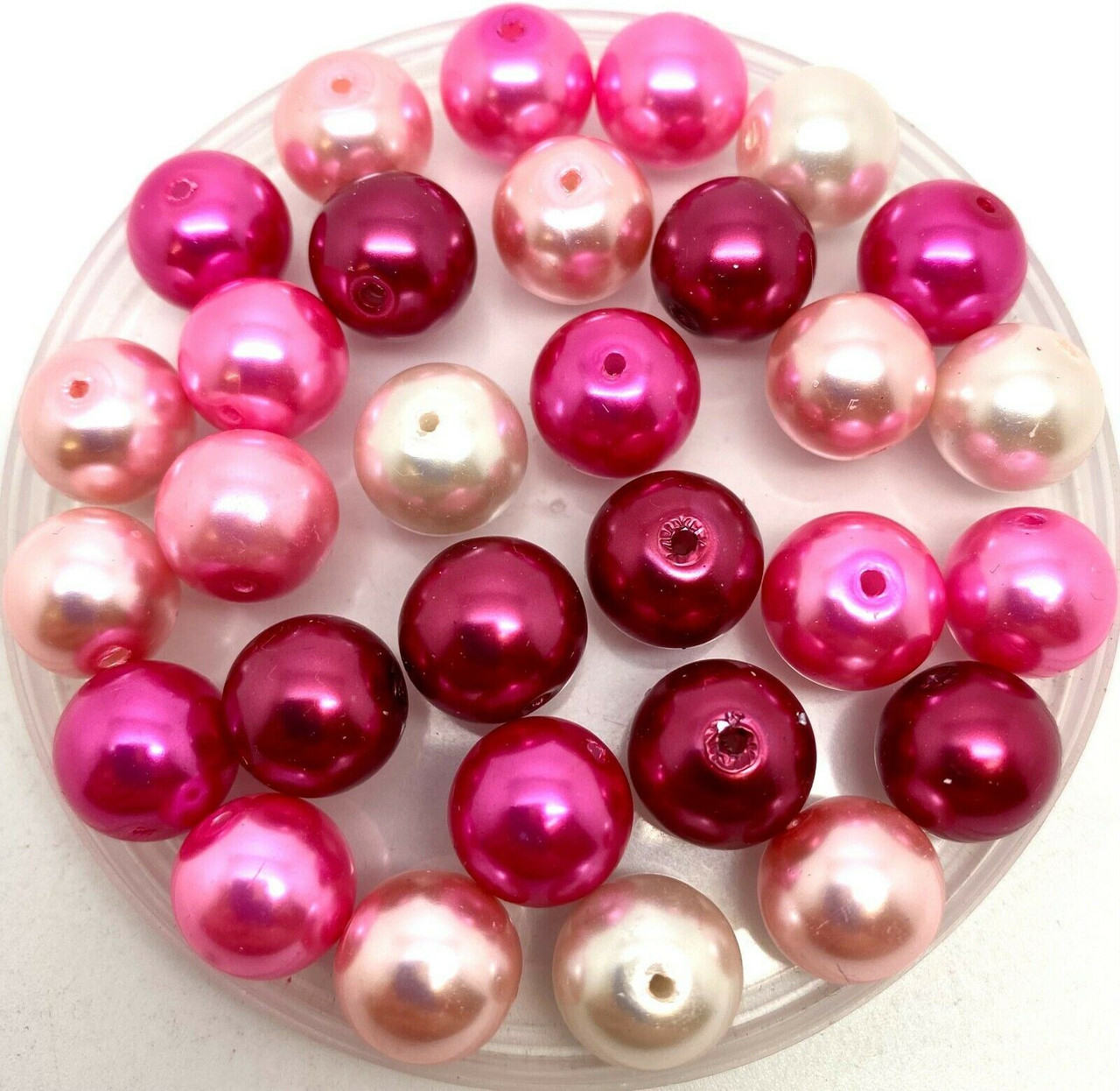 Mix of Pinks 12mm Glass Pearls