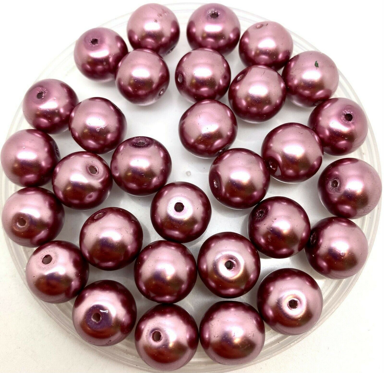 Mink 12mm Glass Pearls