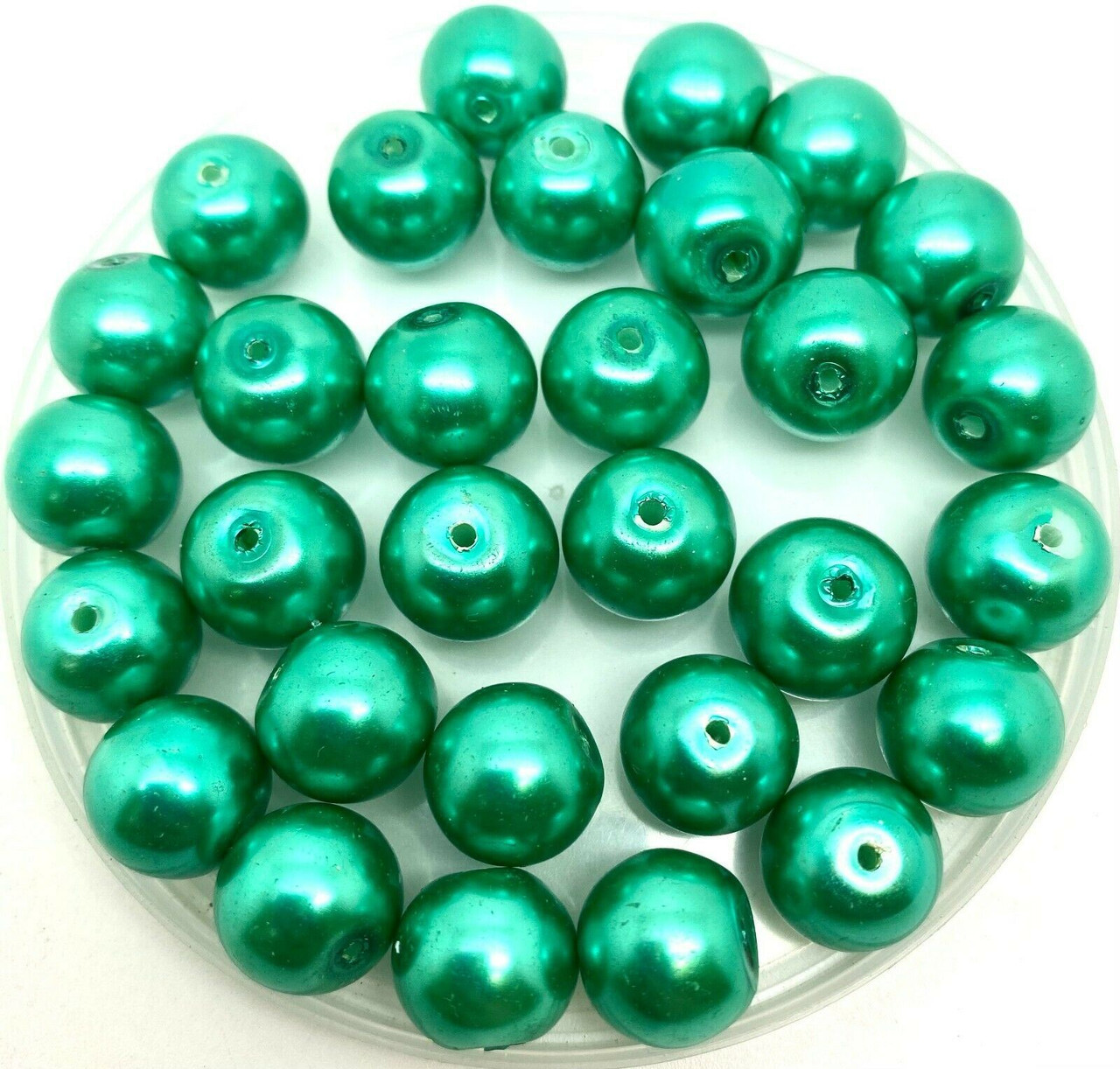 Sea Green 12mm Glass Pearls