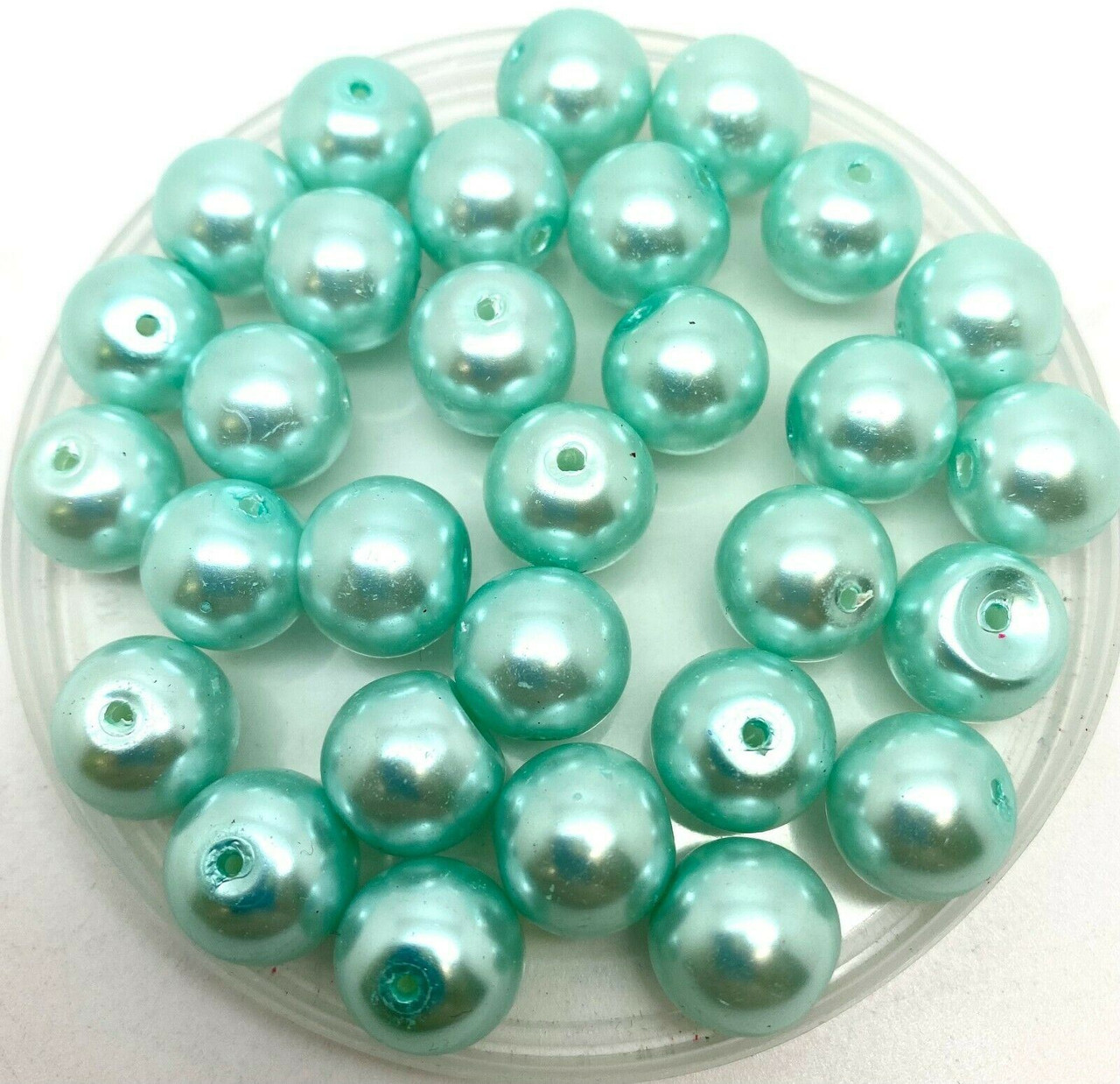 Turquoise 12mm Glass Pearls