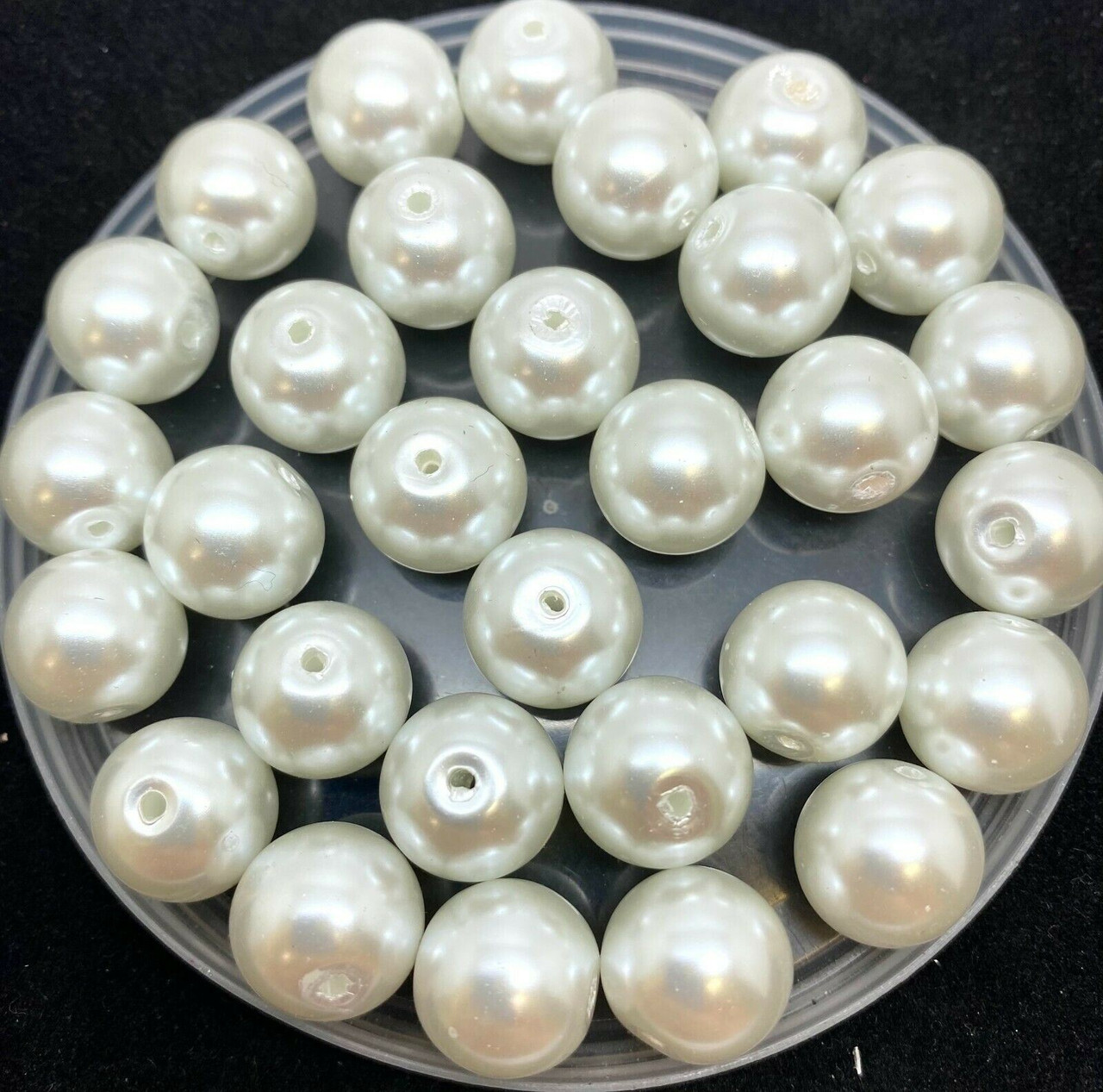 White 12mm Glass Pearls