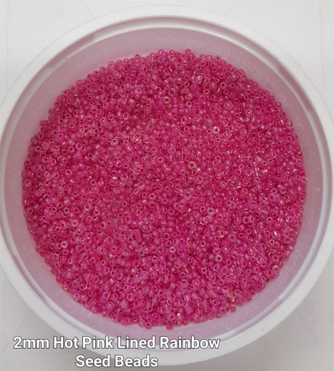 Hot Pink Colour-Lined Rainbow 11/0 seed beads