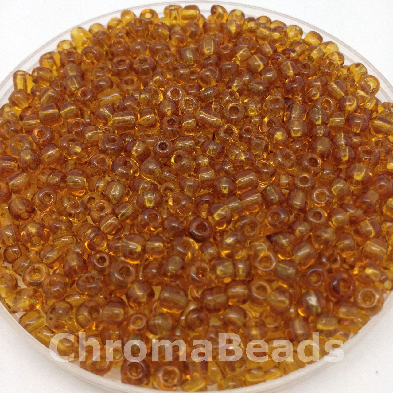 Amber Transparent 6/0 seed beads