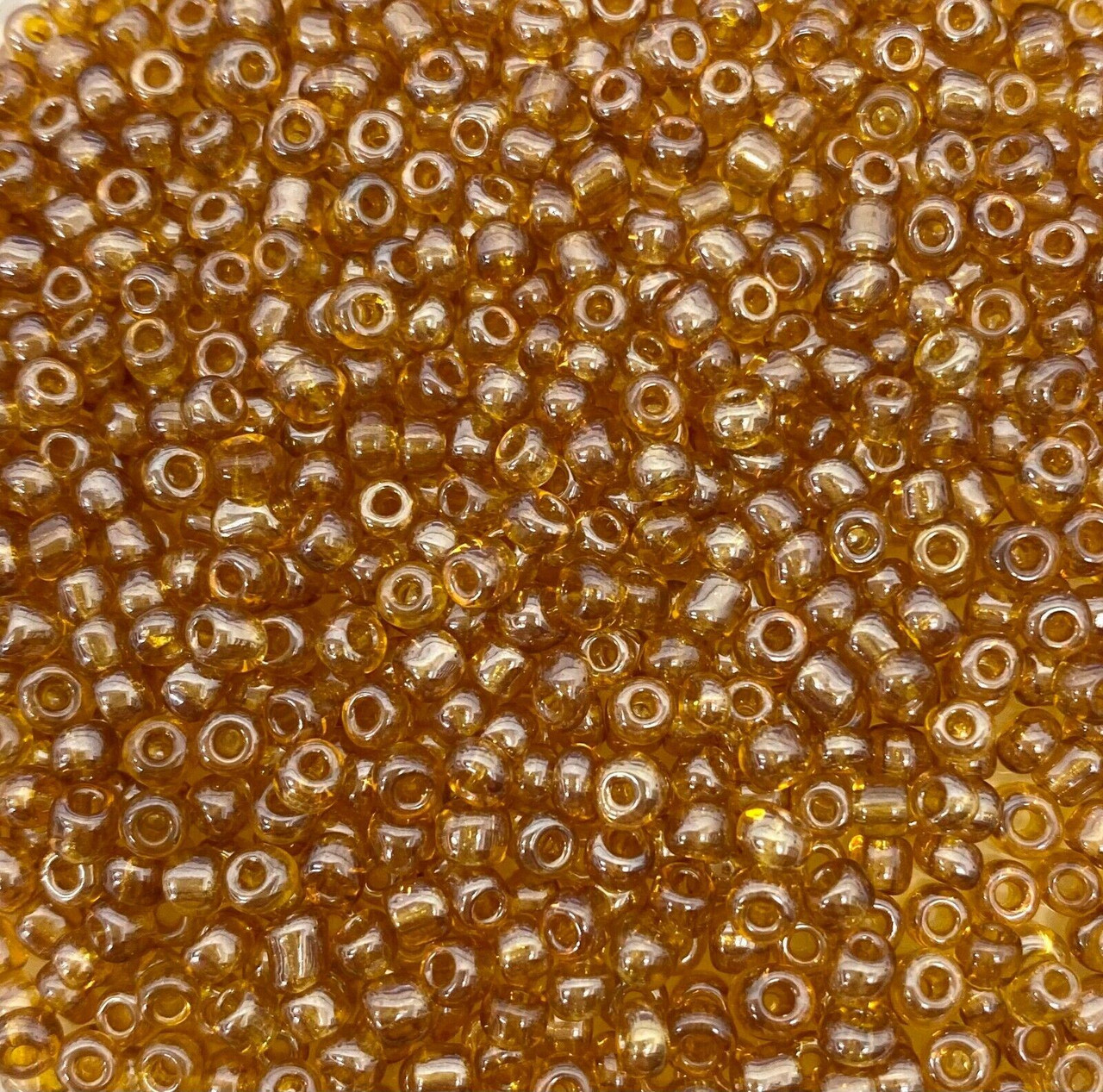 Amber Transparent Lustered 8/0 seed beads