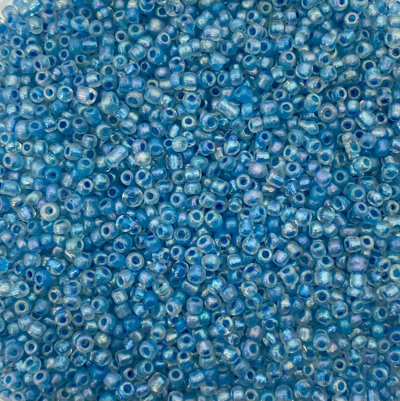 Turquoise Colour-Lined Rainbow 8/0 seed beads