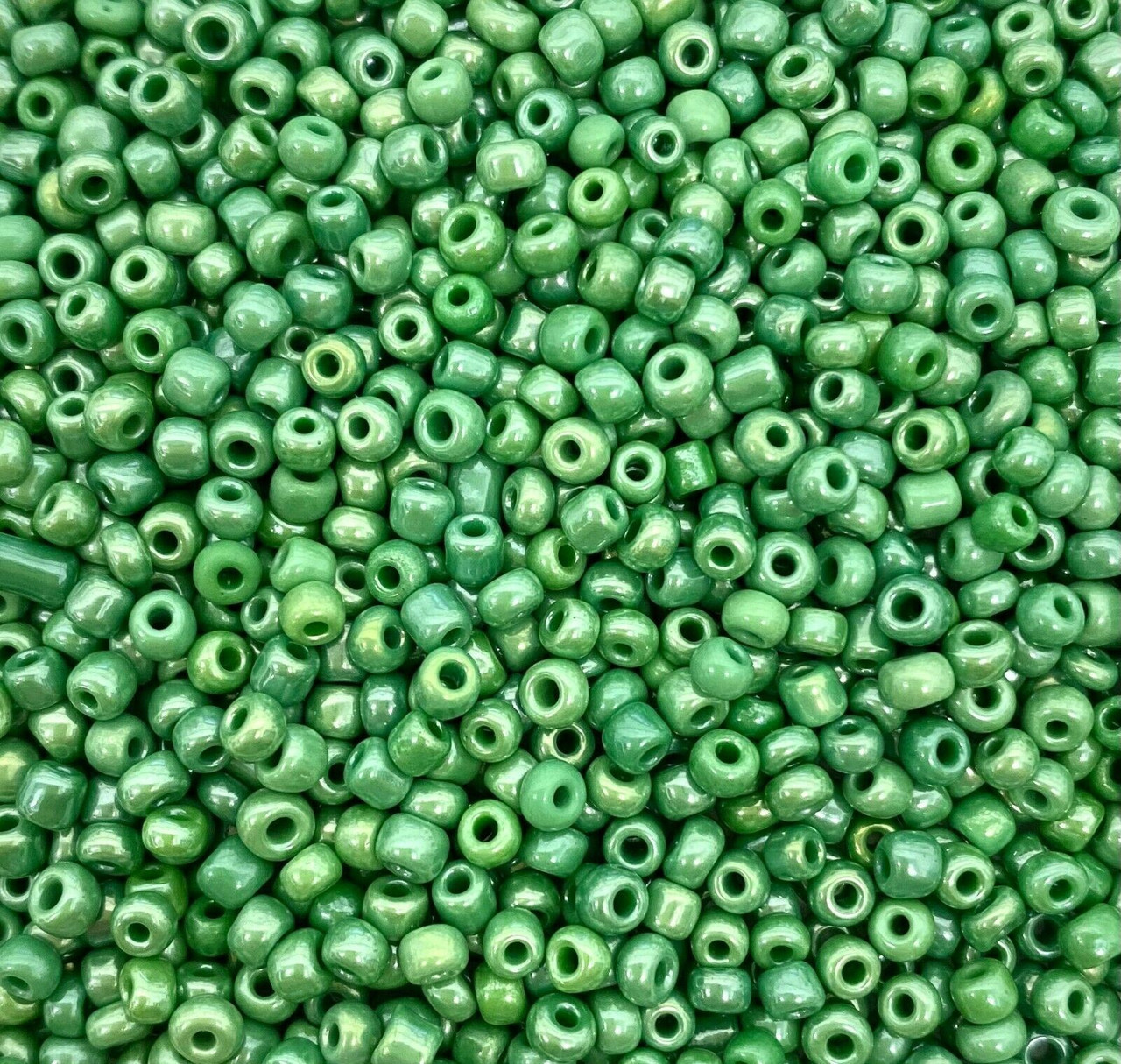 Green Opaque Lustered 8/0 seed beads