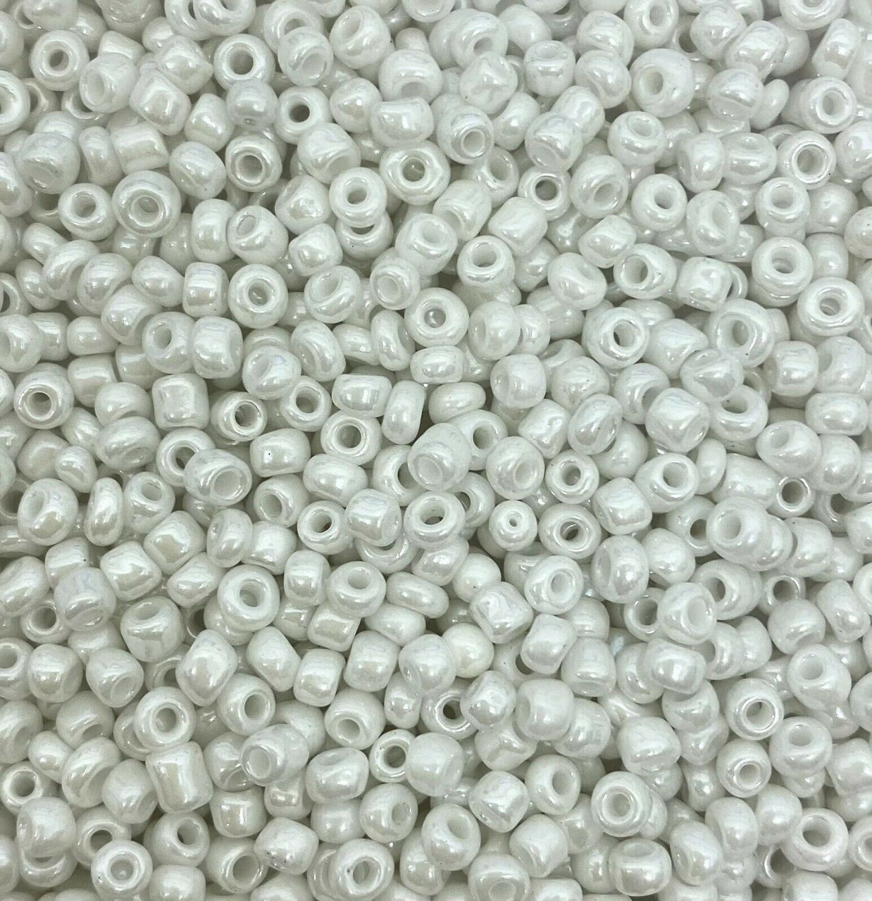 White Opaque Lustered 8/0 seed beads