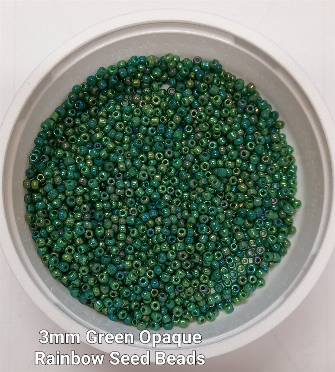 Green Opaque Rainbow 8/0 seed beads