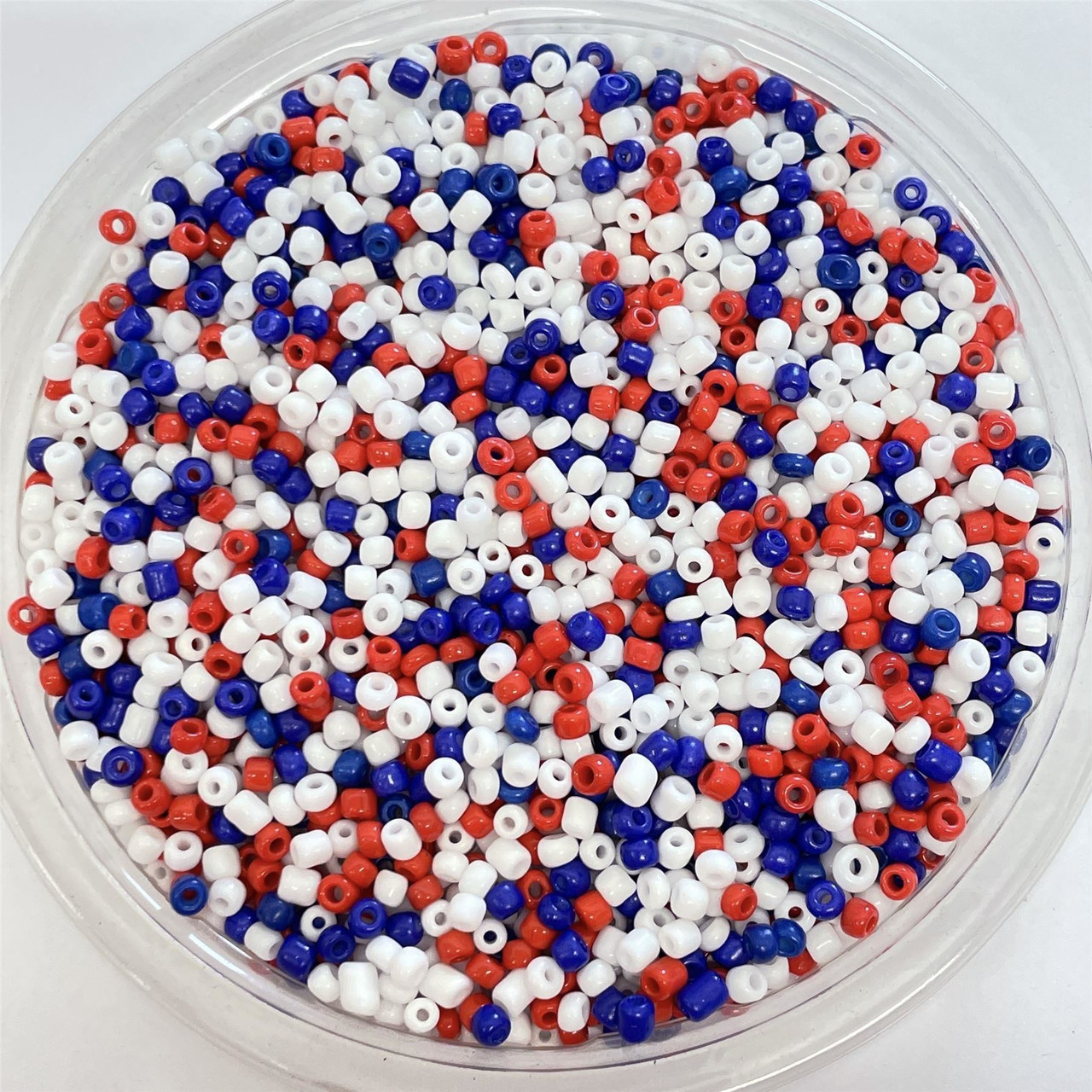 Red White and Blue Jubilee Mix Opaque 8/0 seed beads