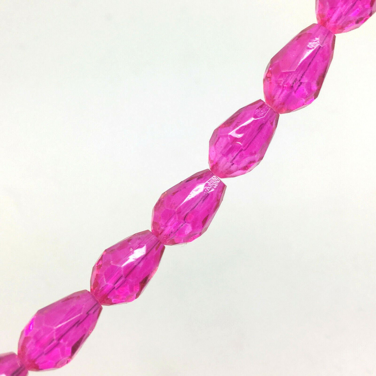 15mm x 10mm glass faceted tear drop beads (briolettes) pack of 24 beads - HOT PINK