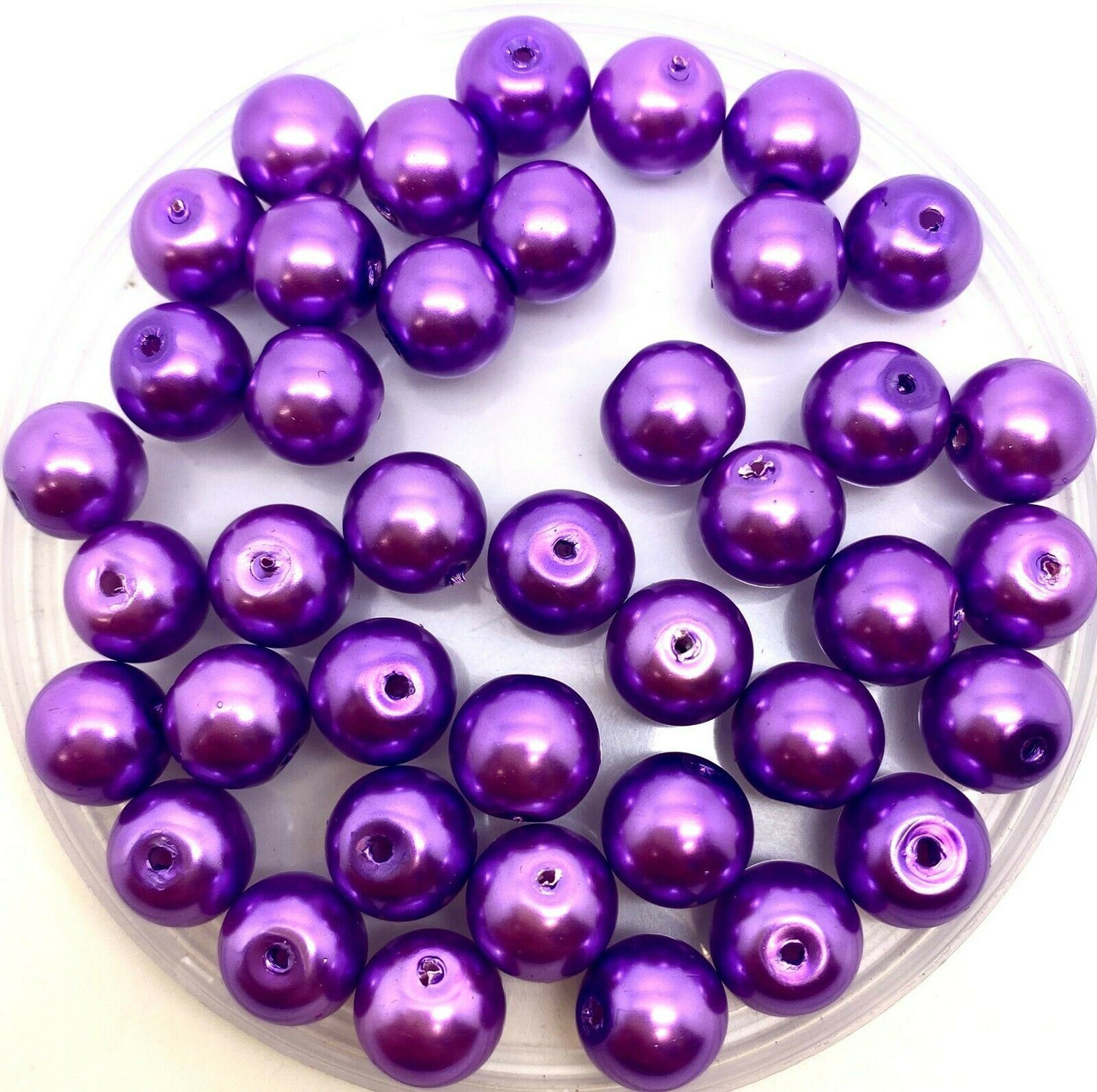 Mauve 10mm Glass Pearls