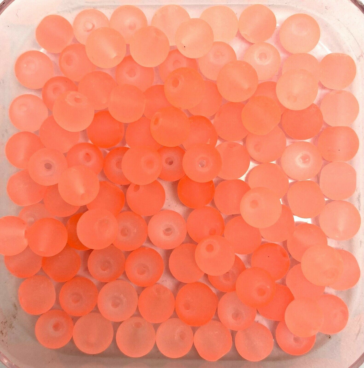 4mm Frosted Glass Beads - Salmon, approx 200 beads