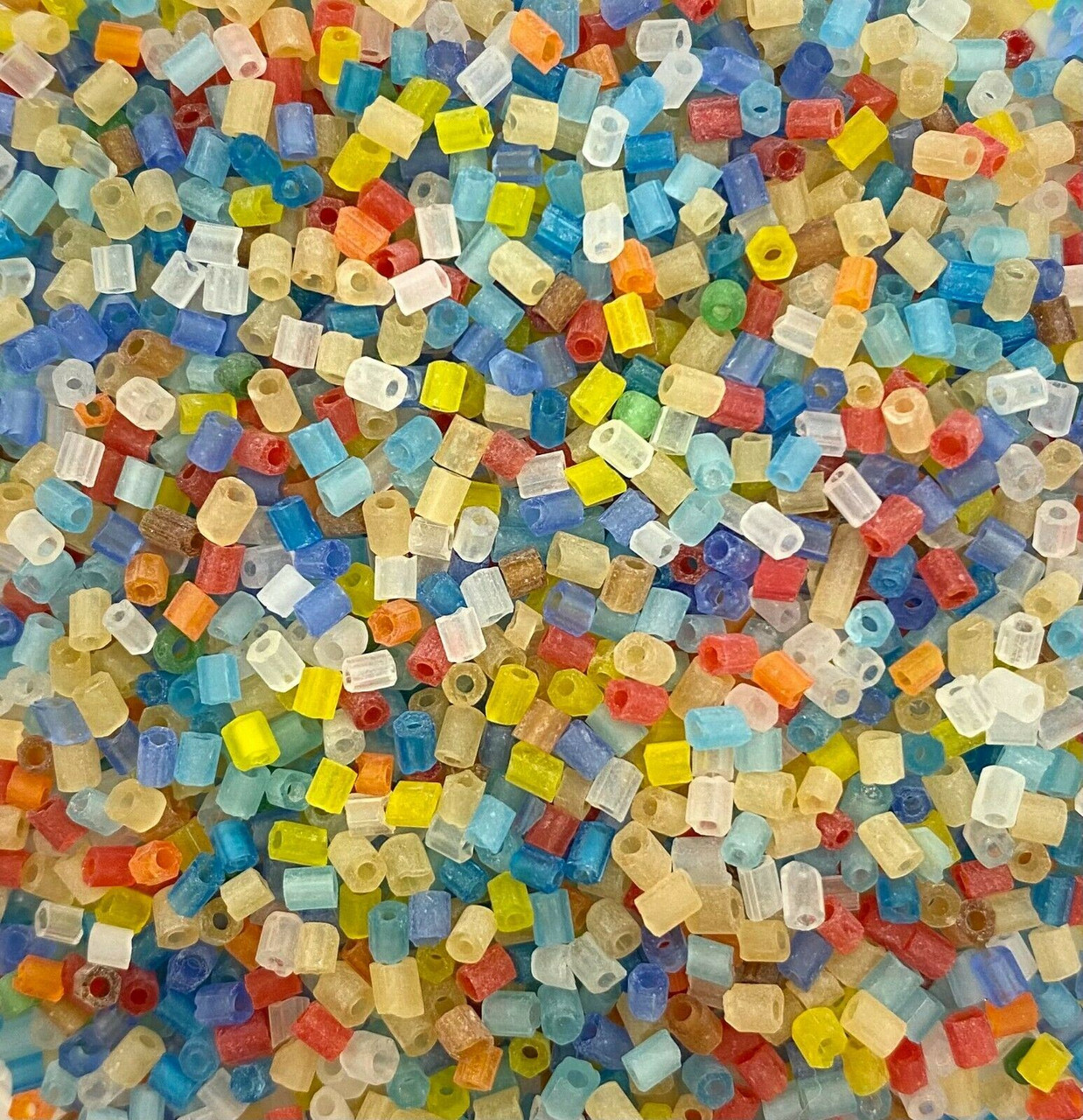 50g glass HEX seed beads - Mixed Frosted - size 11/0 (approx 2mm)