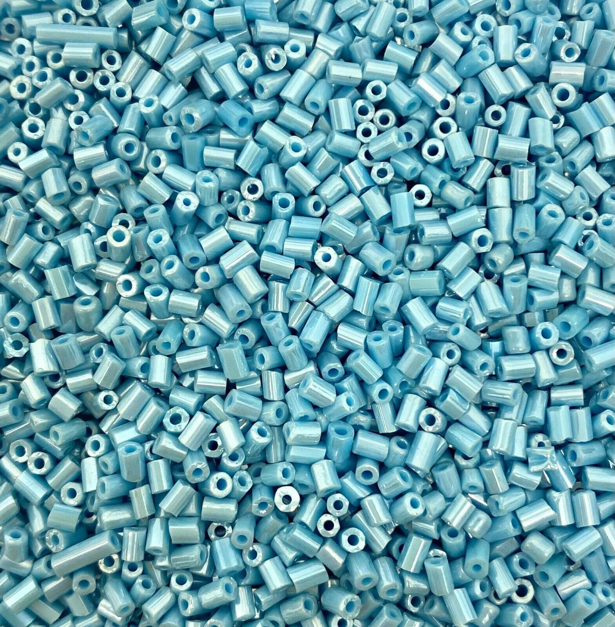 50g glass HEX seed beads - Light Blue Opaque Lustred- size 11/0 (approx 2mm)
