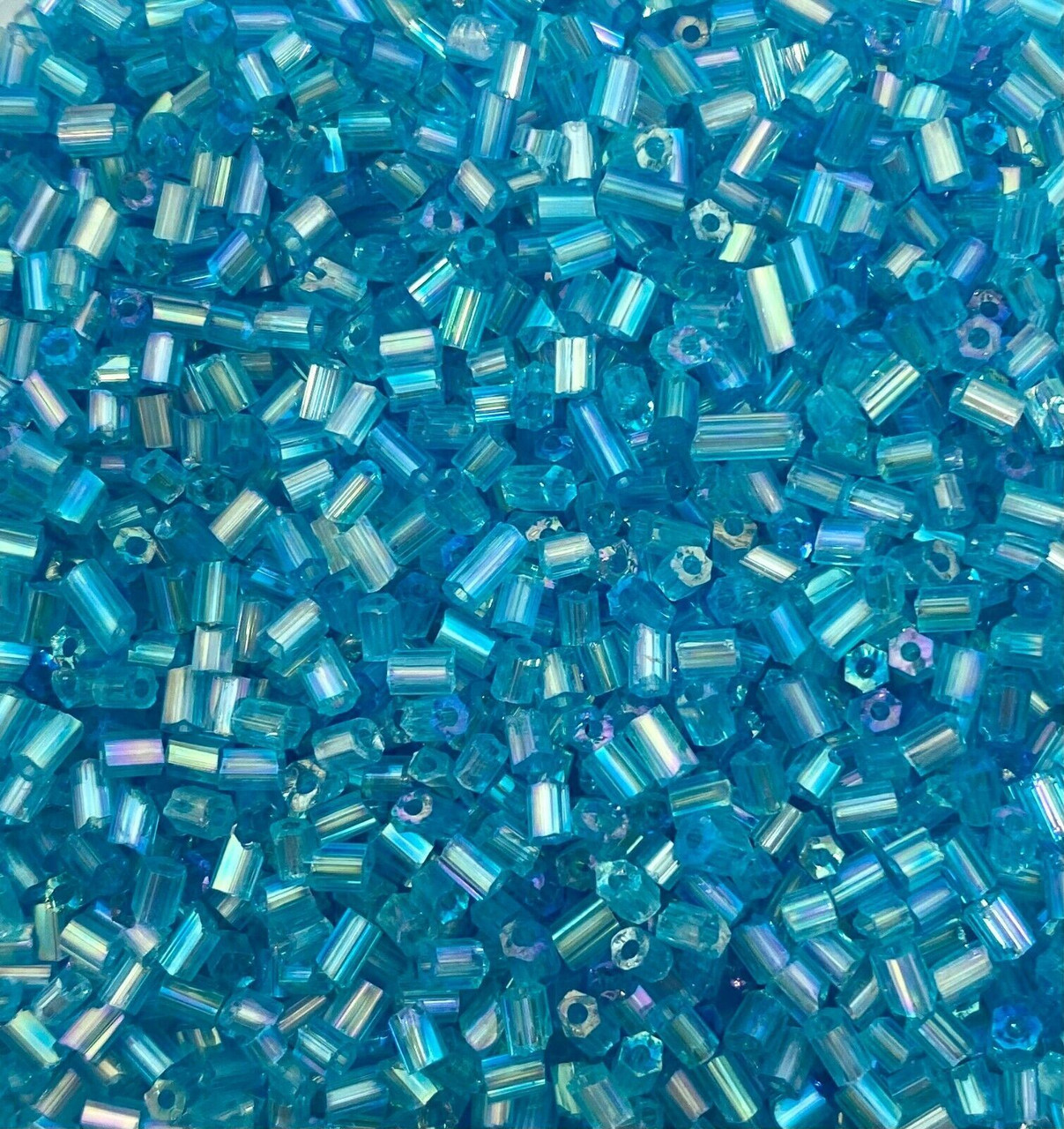50g glass HEX seed beads - Turquoise Rainbow, size 11/0 (approx 2mm)